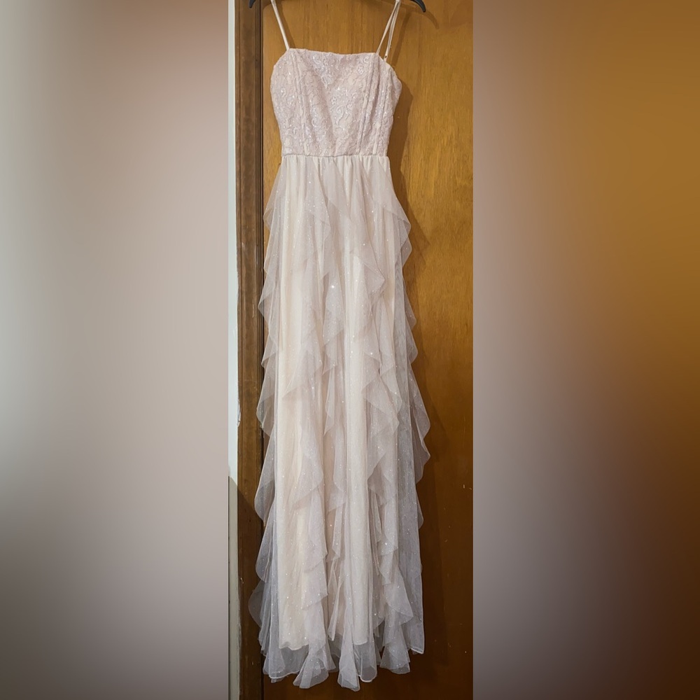 Elegant Cream Spaghetti Strap Gown